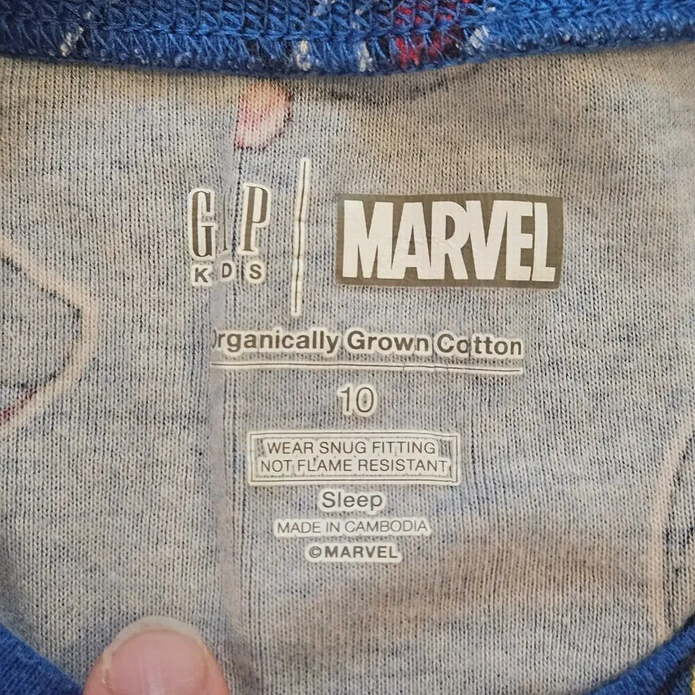 Gap‎ Kids Marvel Spider-Man Christmas Pajama Set Organic Cotton Size 10 Flaw